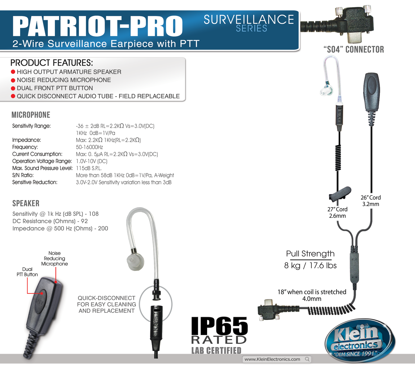 XP Pro - Klein Patriot Pro Wired PTT Headset