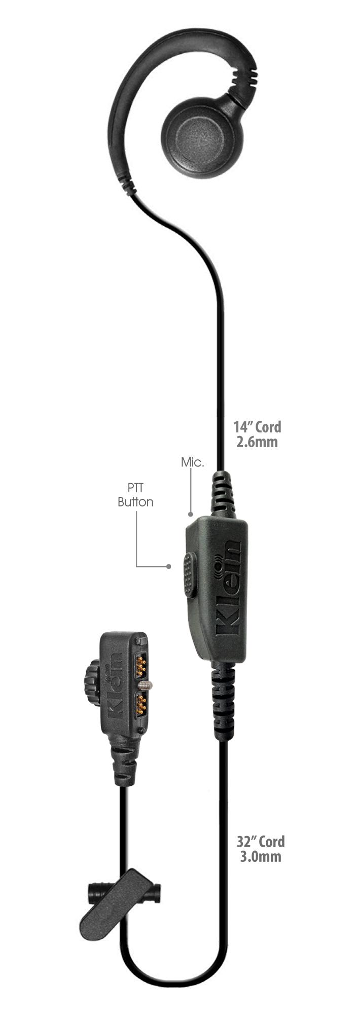 Klein Curl PTT Headset for Sonim SecureAudio Connector Phones